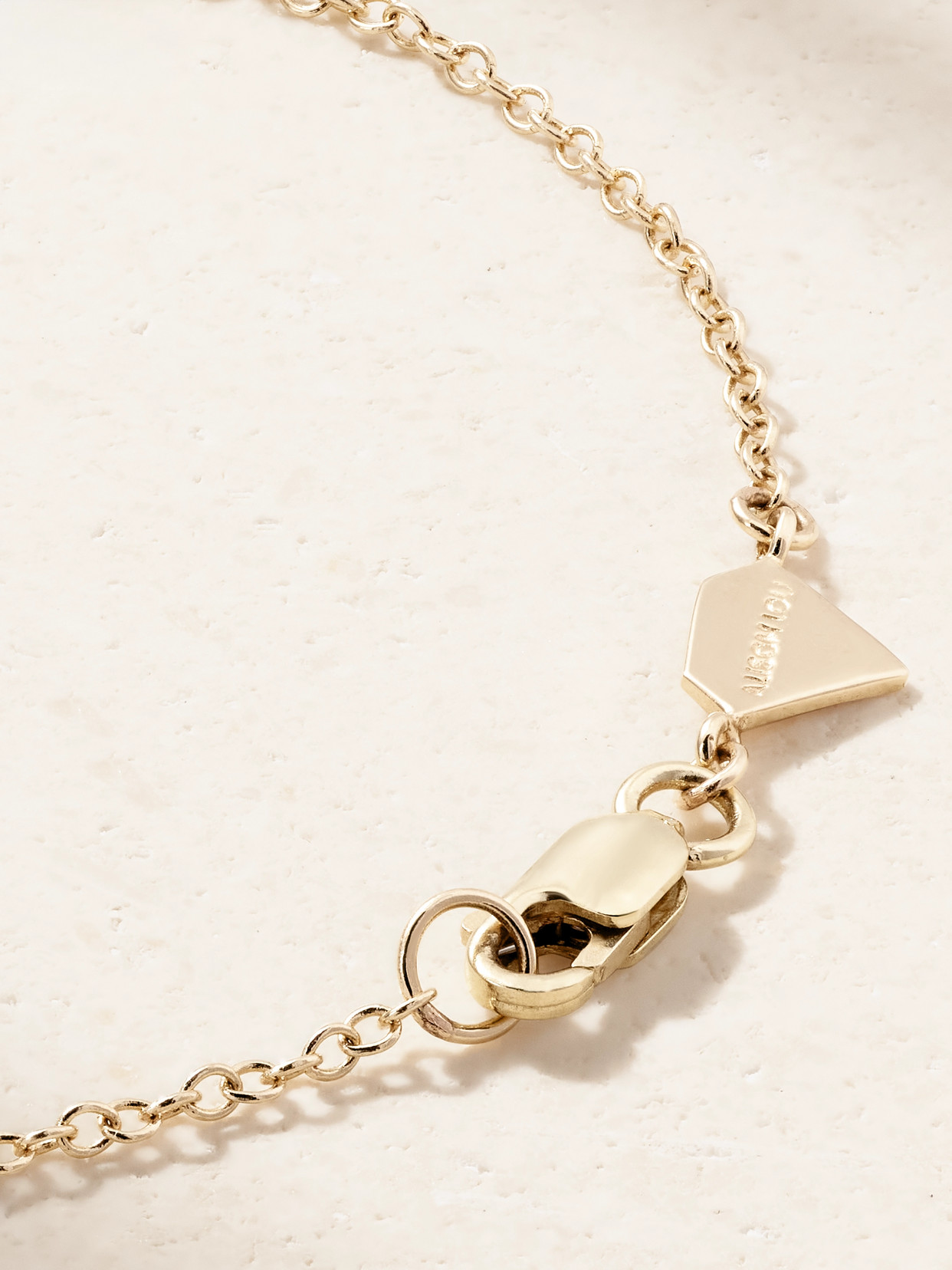 Alison Lou Heart By The Yard 14-karat Gold, Laboratory-grown Emerald And Enamel Bracelet In Green