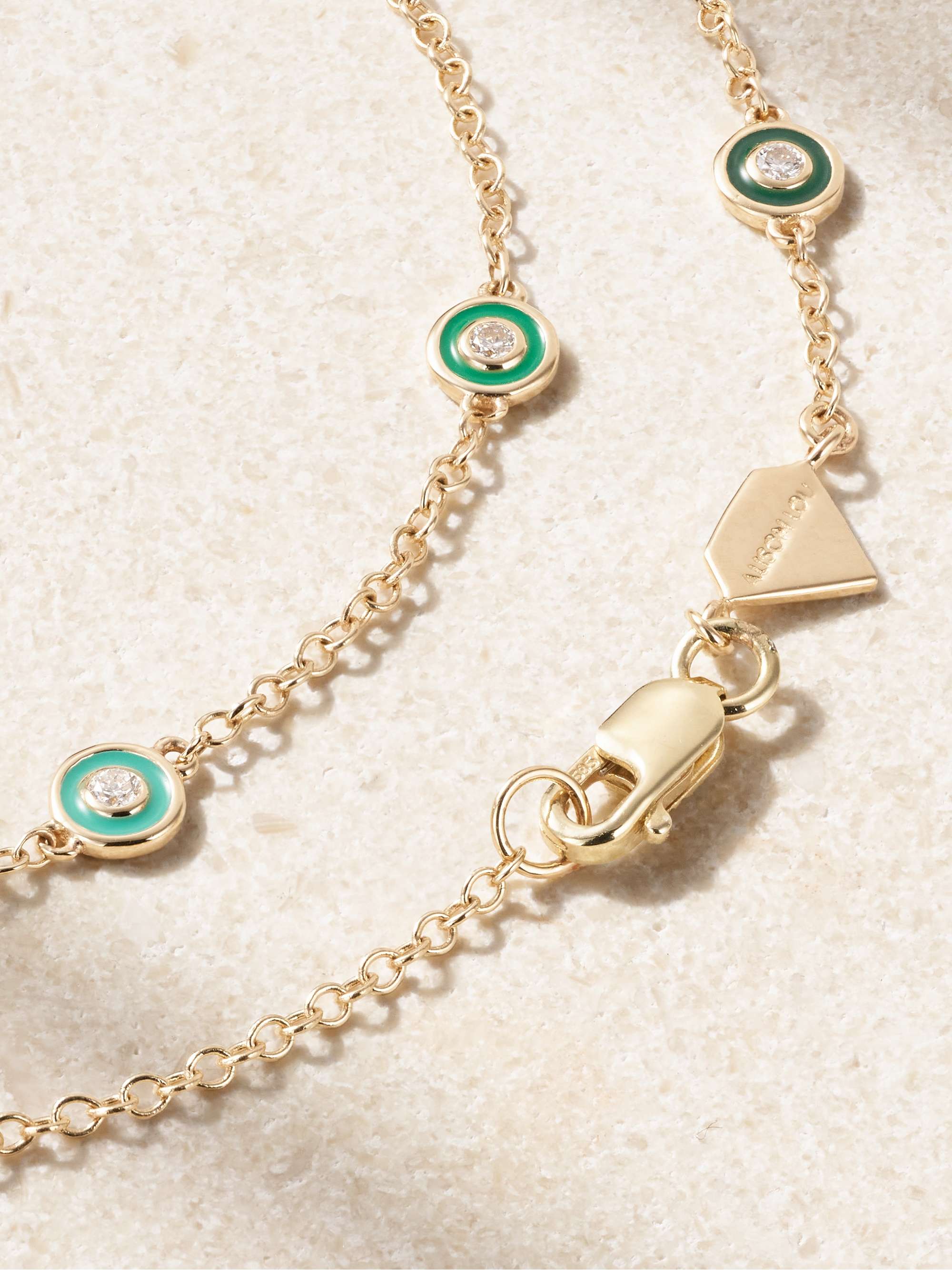 ALISON LOU 14-karat gold, diamond and enamel bracelet