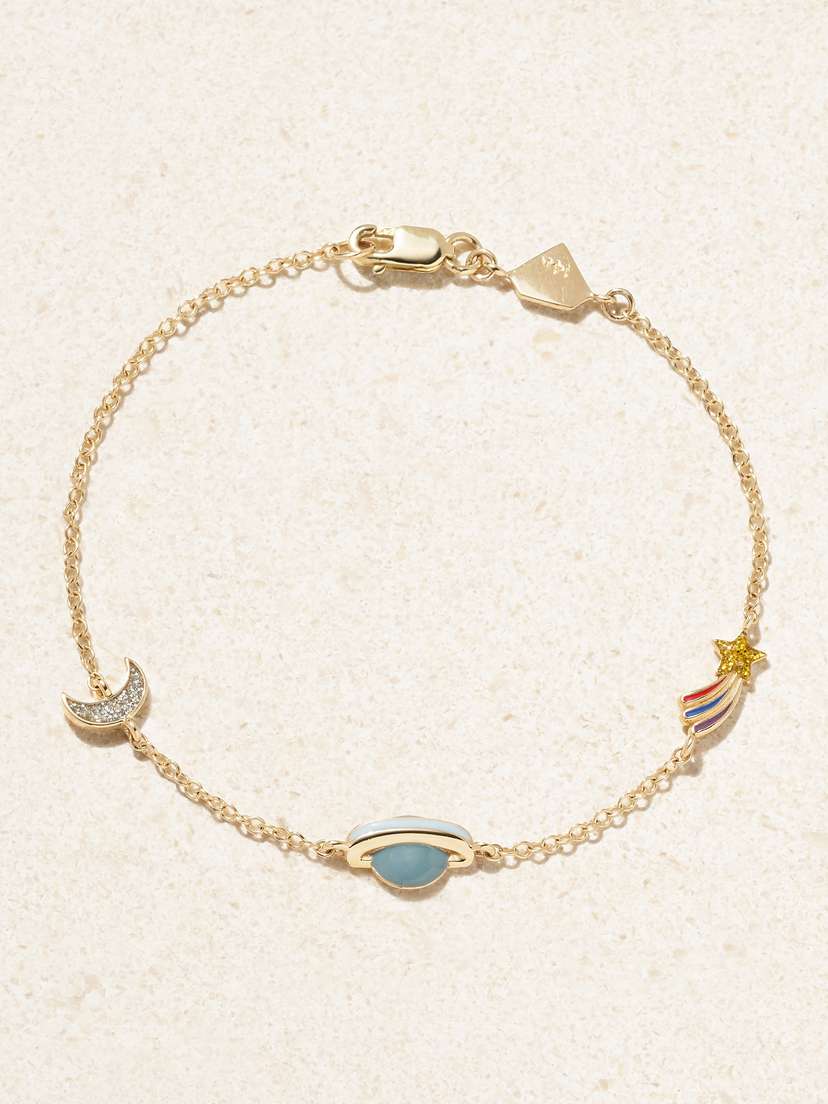 Alison Lou Nightsky By The Yard 14-karat Gold And Enamel Bracelet