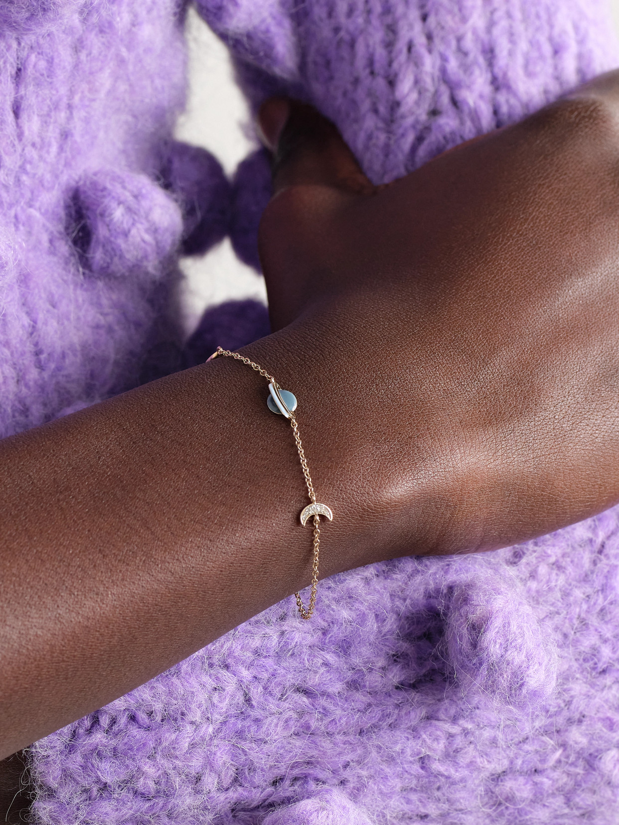 Alison Lou Nightsky By The Yard 14-karat Gold And Enamel Bracelet In Gold