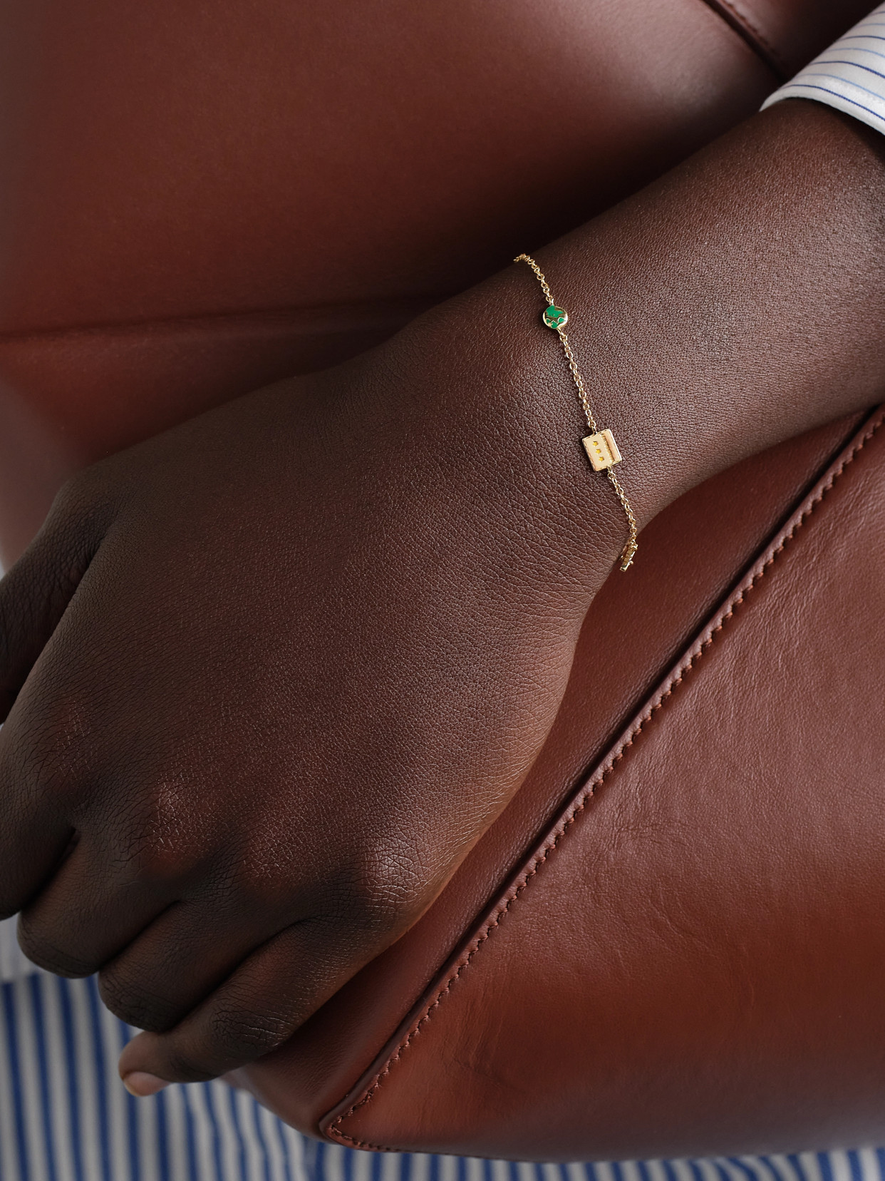 Alison Lou Travel By The Yard 14-karat Gold And Enamel Bracelet In Gold