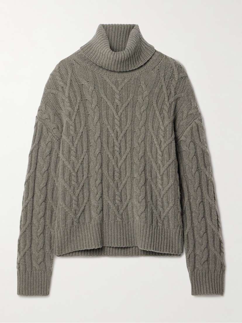 Nili Lotan Gigi Cable-knit Cashmere Turtleneck Sweater