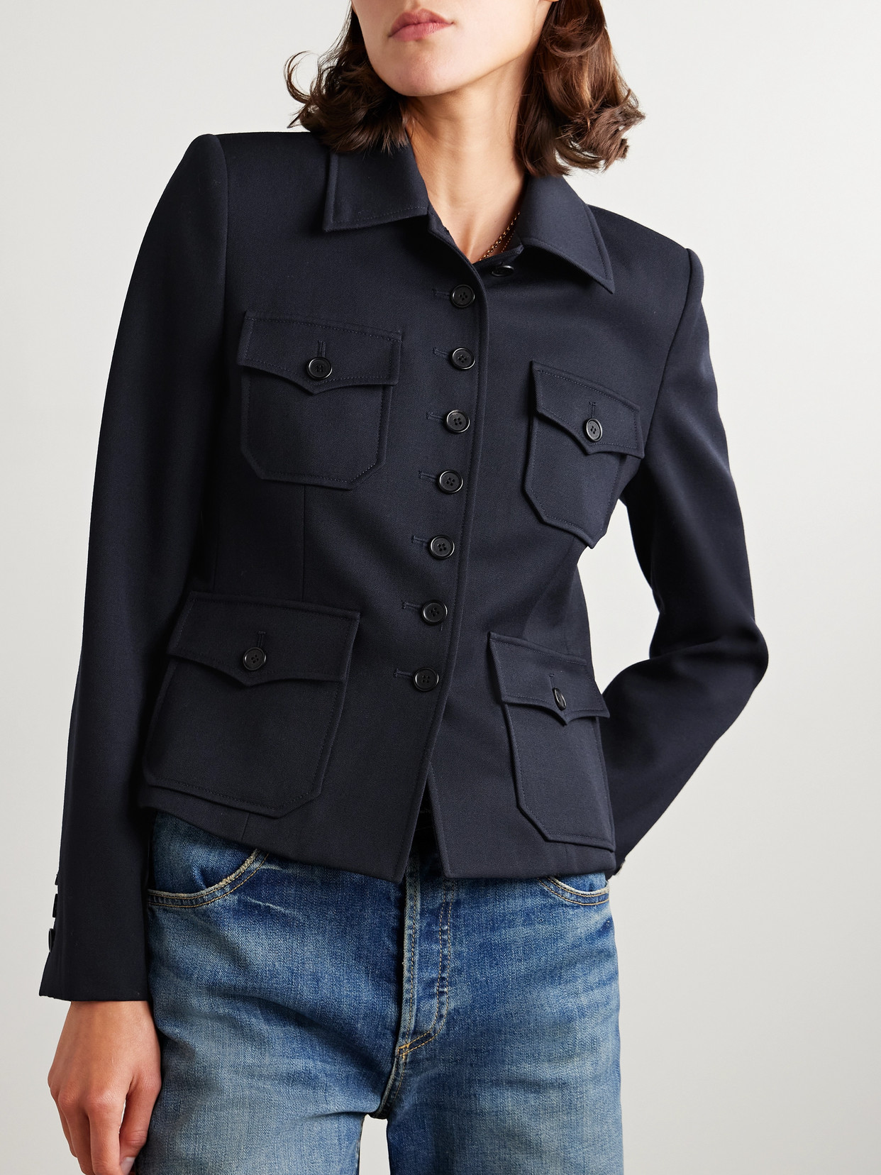 Nili Lotan Jamison Wool-twill Jacket In Blue
