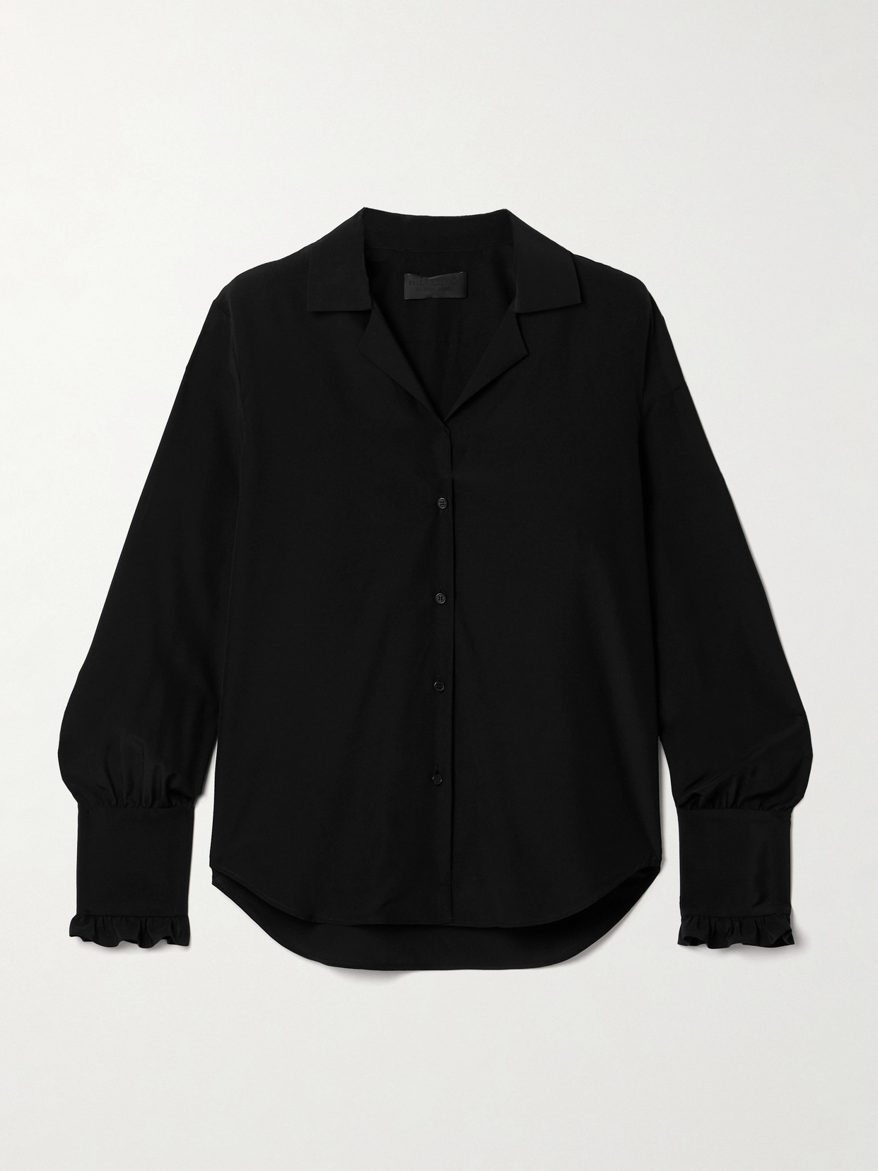 Nili Lotan Pauline Ruffle-trimmed Silk Shirt In Black