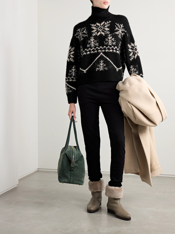 Nili Lotan Meredith intarsia cashmere and silk-blend turtleneck sweater