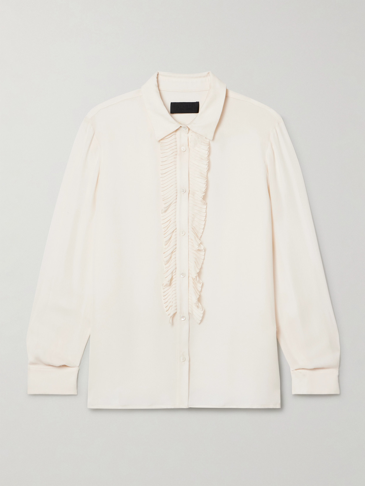 Nili Lotan Danika Ruffled Silk Crepe De Chine Shirt In Ivory