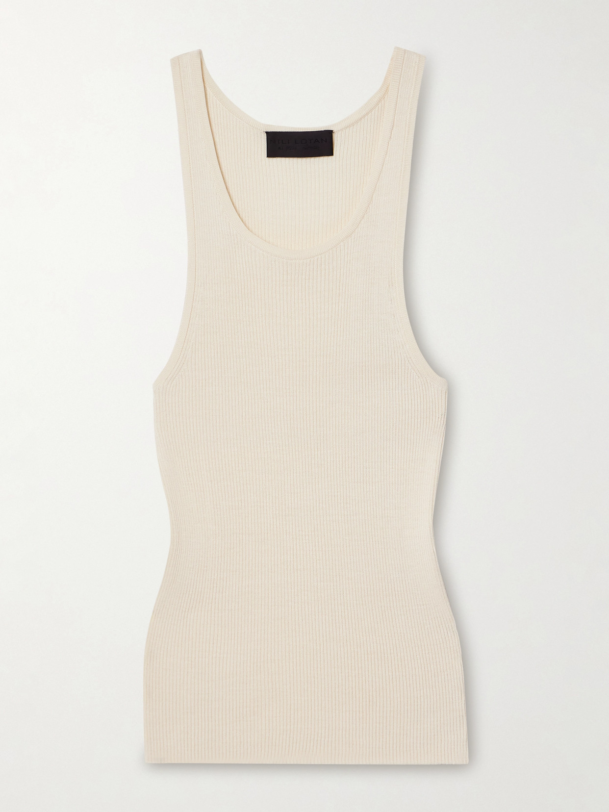 Nili Lotan Selah Ribbed Silk-jersey Tank In Ivory