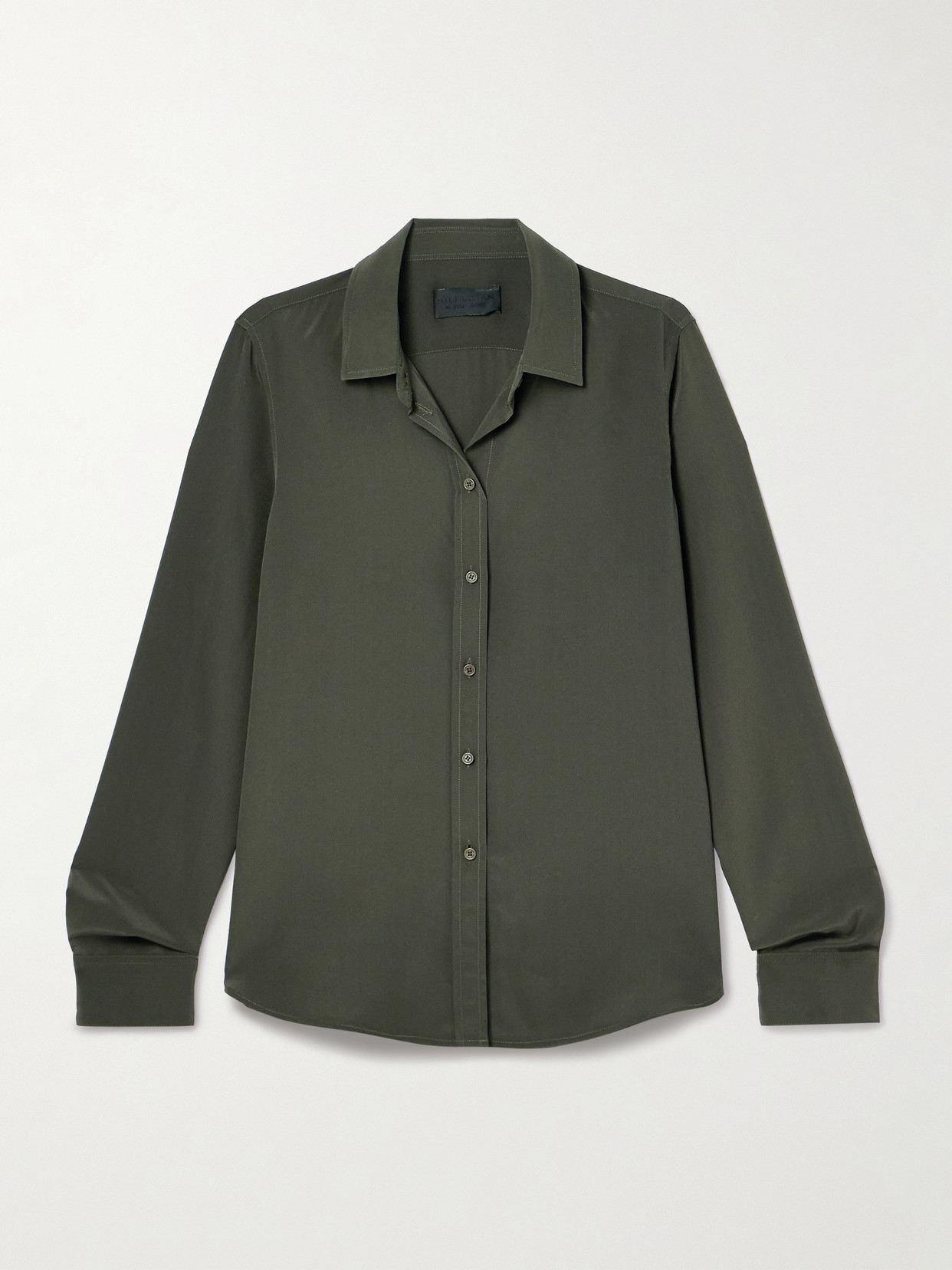 Nili Lotan Gaia Silk Crepe De Chine Shirt In Green