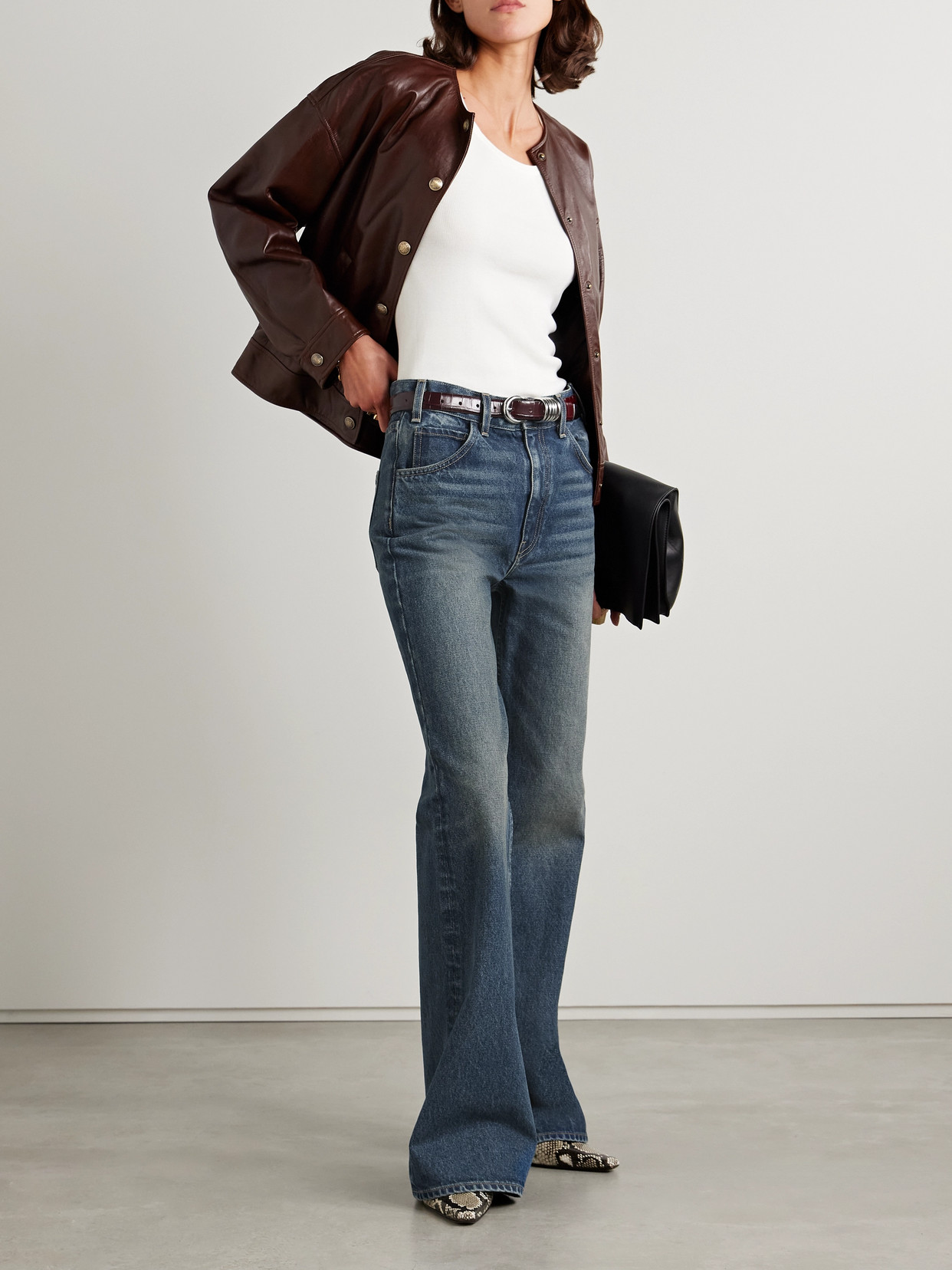 NILI LOTAN ROE MID-RISE FLARED JEANS