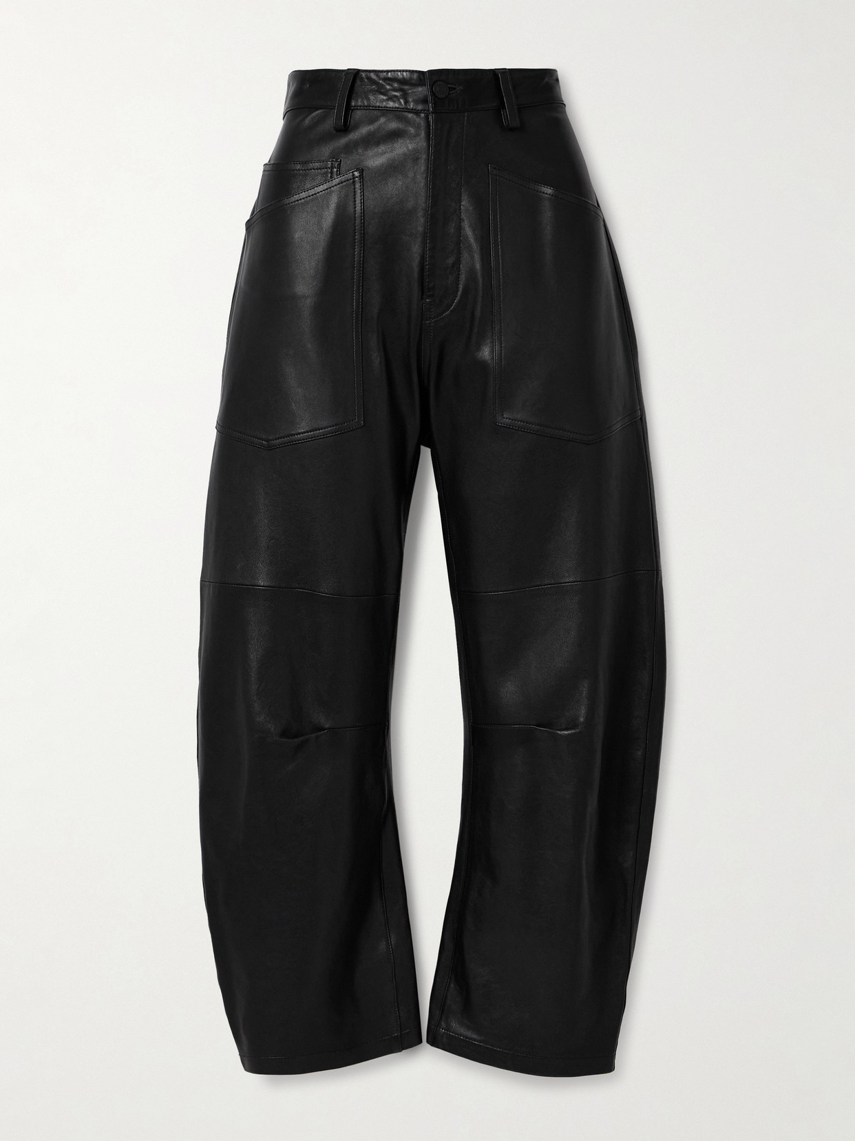 Nili Lotan Shon Barrel Leather Pants In Black