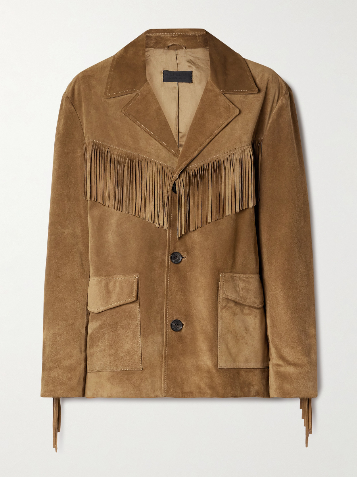 Shop Nili Lotan Maelle Fringed Suede Jacket In Brown