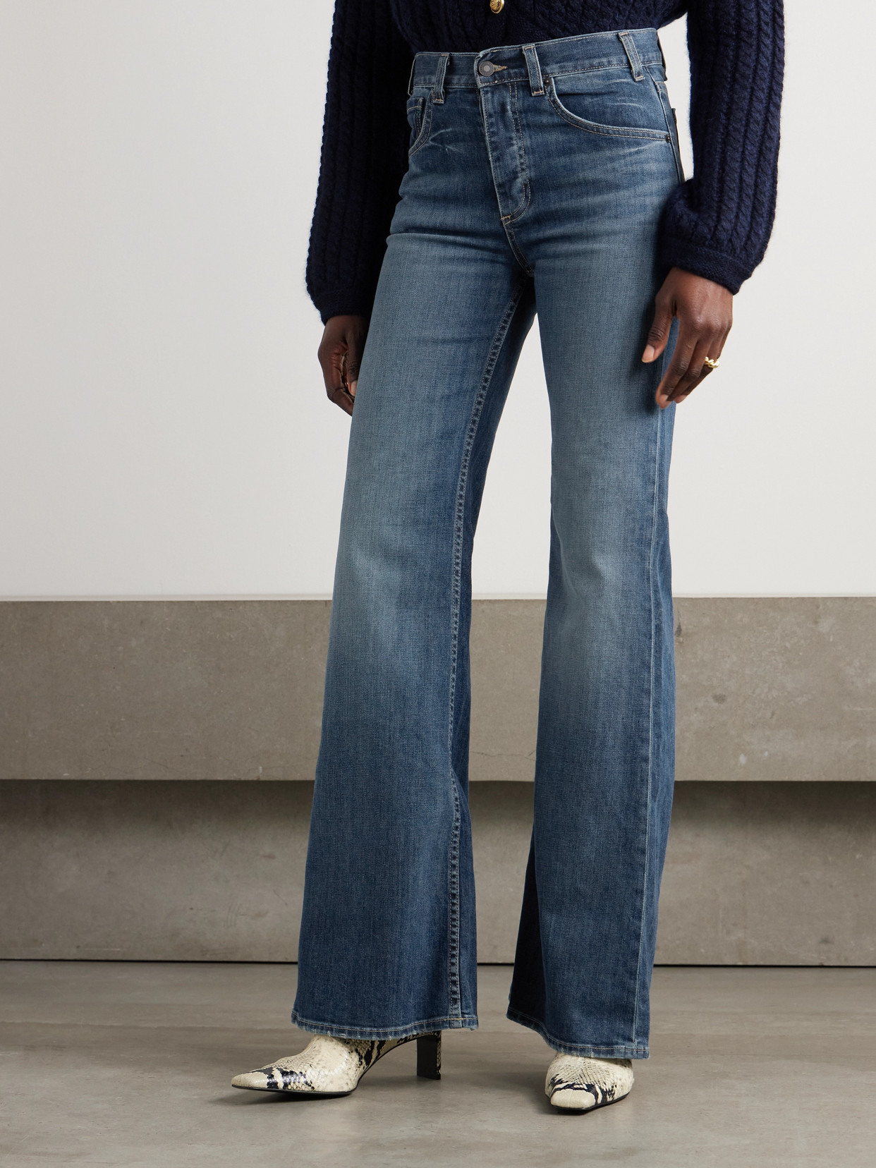 Shop Nili Lotan Terrell Frayed High-rise Straight-leg Jeans In Blue
