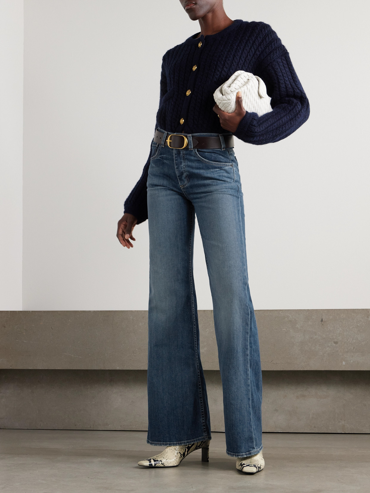 Shop Nili Lotan Terrell Frayed High-rise Straight-leg Jeans In Blue
