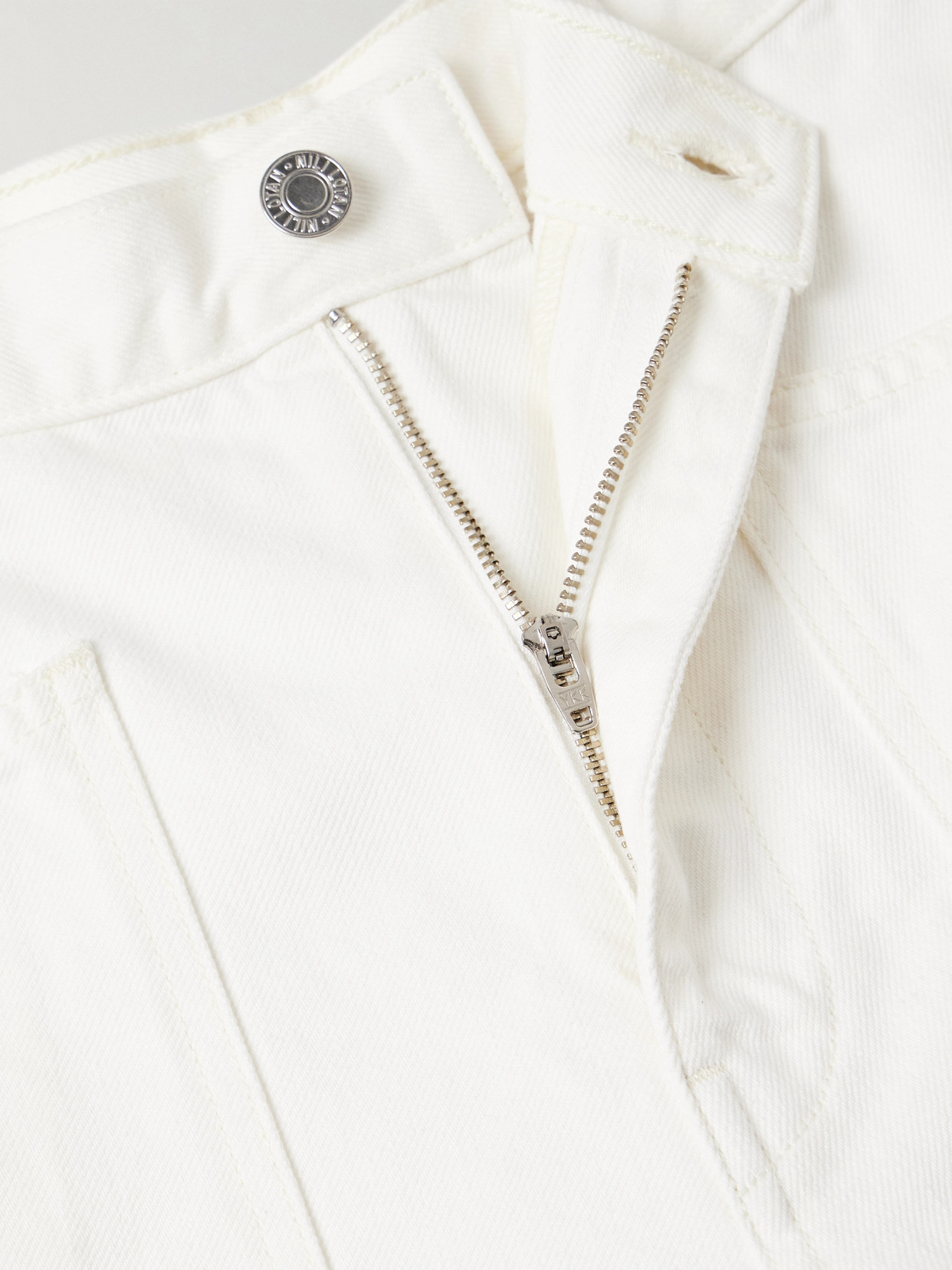 Shop Nili Lotan Shon Cotton-blend Twill Tapered Pants In Cream
