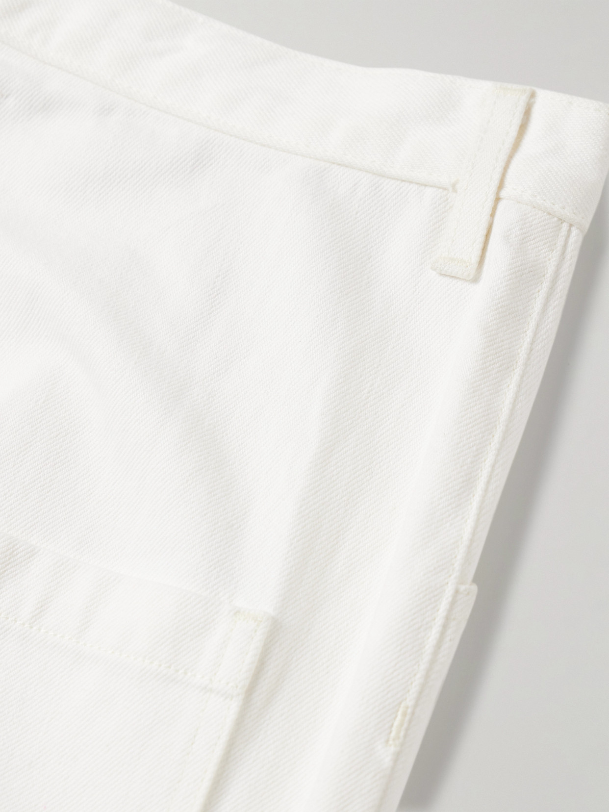 Shop Nili Lotan Shon Cotton-blend Twill Tapered Pants In Cream