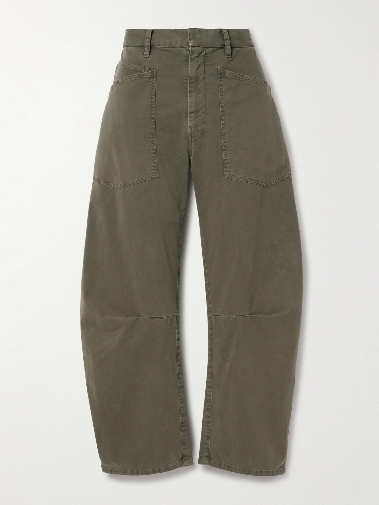 Nili Lotan Shon Pleated Cotton-blend Twill Tapered Pants In Green