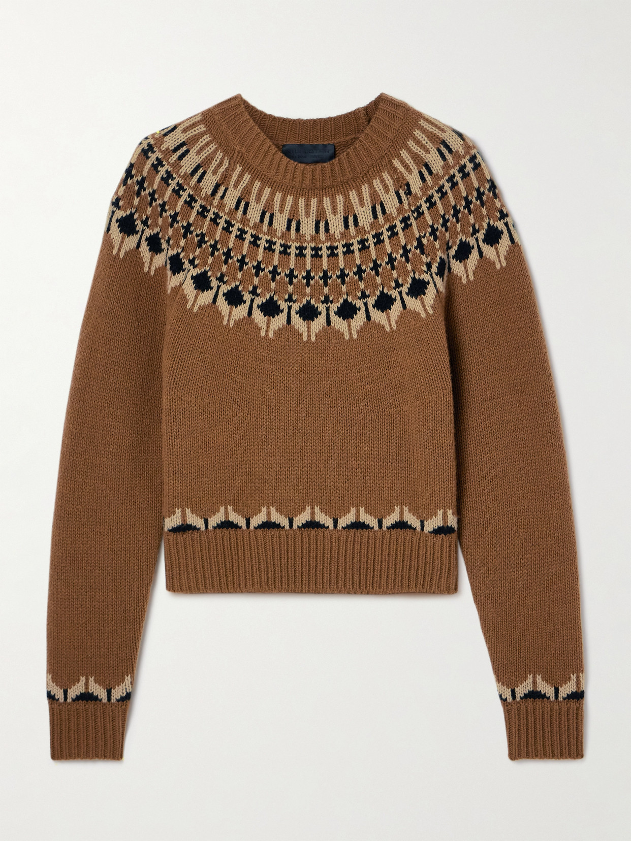 Nili Lotan Fern Fair Isle Wool Sweater In Brown