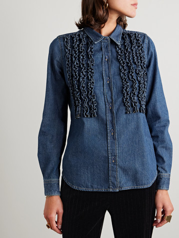 Nili Lotan Lexa ruffled denim shirt