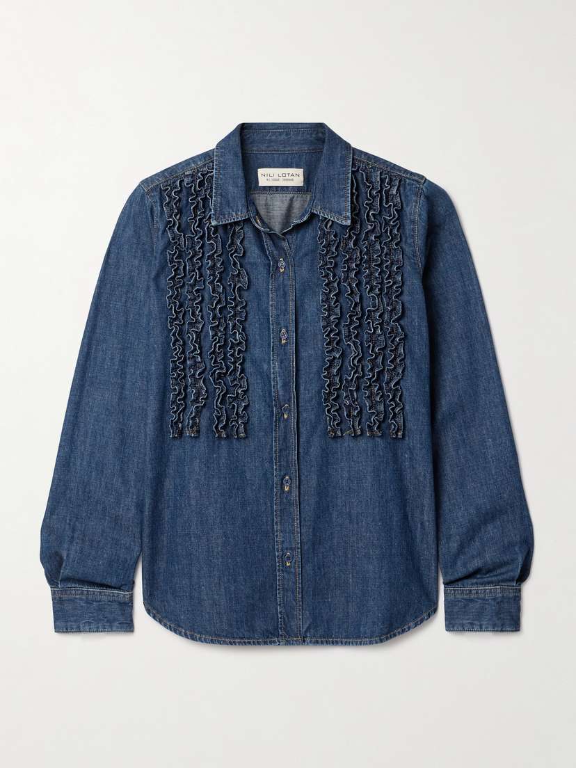 Nili Lotan Lexa Ruffled Denim Shirt