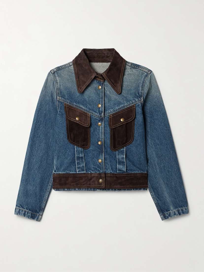 Nili Lotan Brooklyn Suede-paneled Denim Jacket
