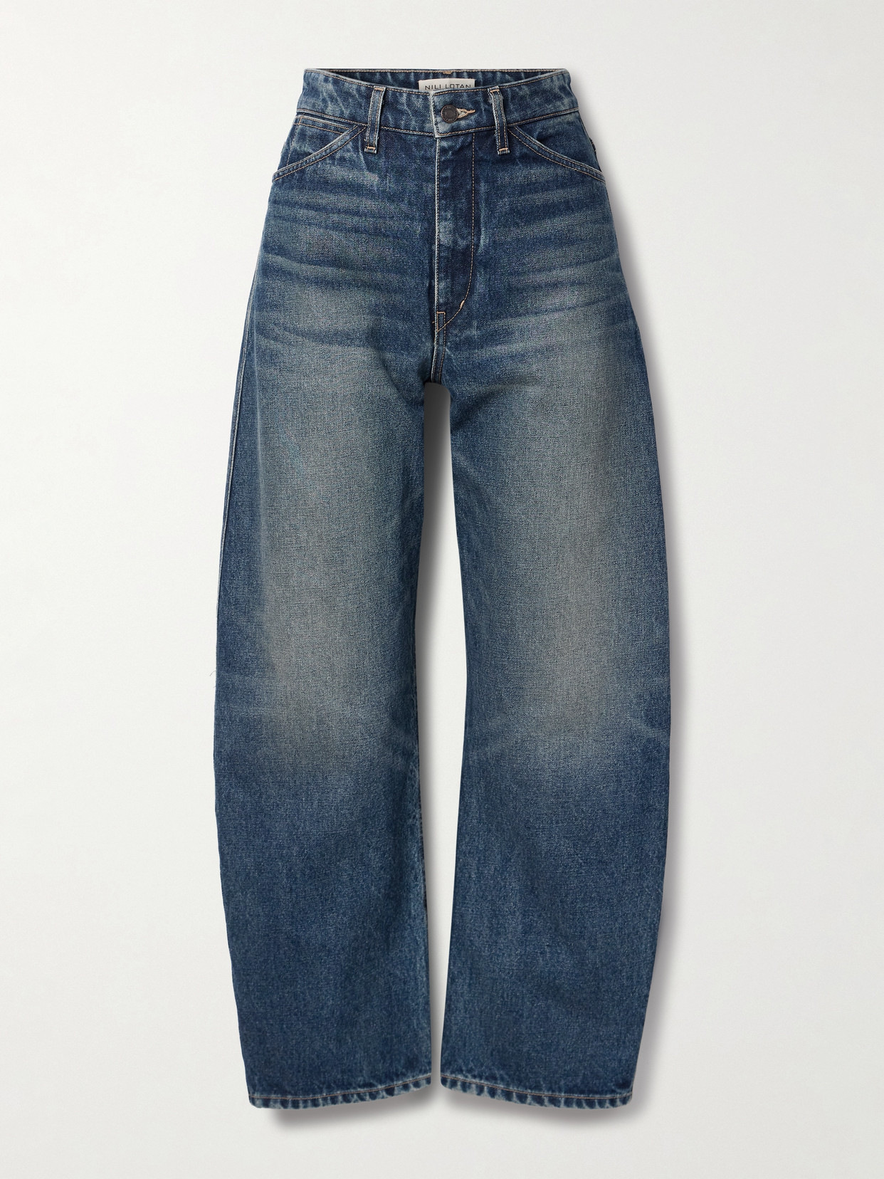 Nili Lotan Otis Mid-rise Barrel-leg Jeans In Blue