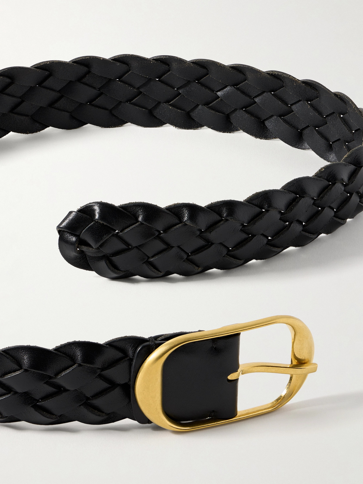 Nili Lotan Nili Braided Leather Belt In Black