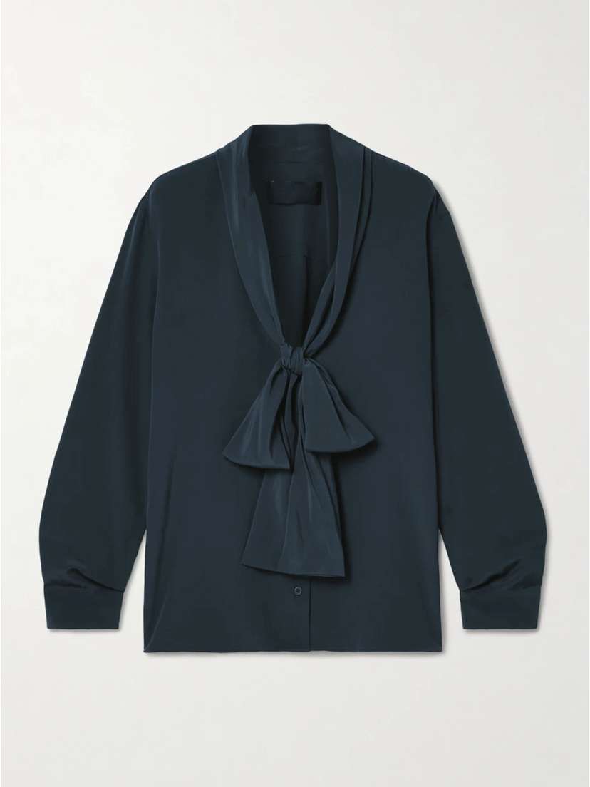 Nili Lotan Angelique Tie-neck Silk Crepe De Chine Blouse - x small