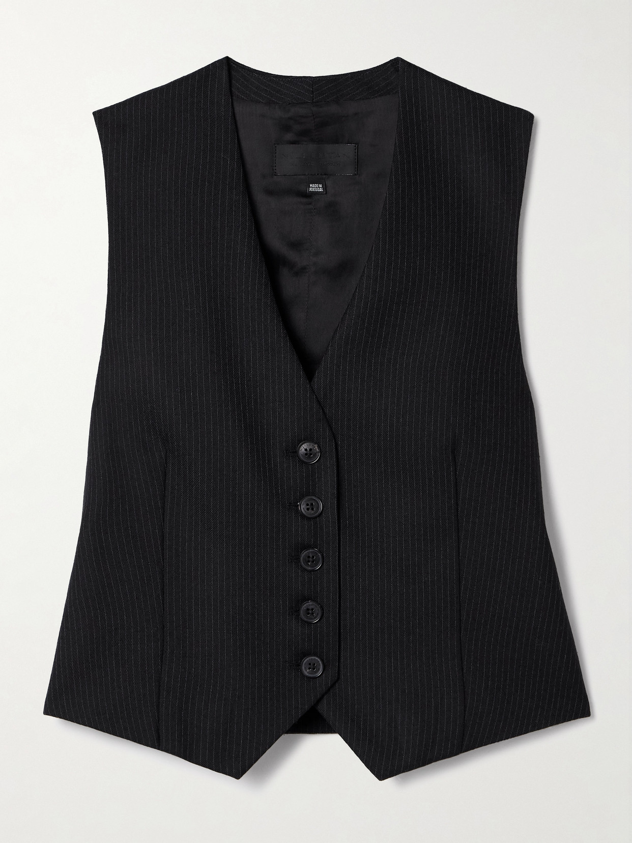 Nili Lotan Angelina Pinstriped Wool-twill Vest In Black