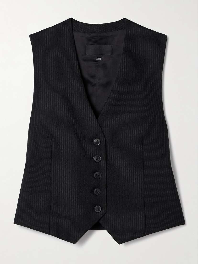 Nili Lotan Angelina Pinstriped Wool-twill Vest