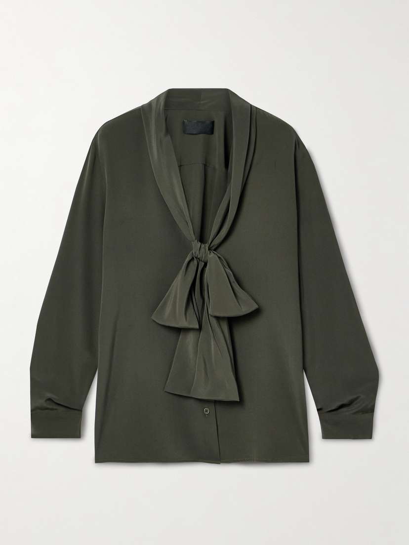 Nili Lotan Angelique Tie-neck Silk Crepe De Chine Blouse