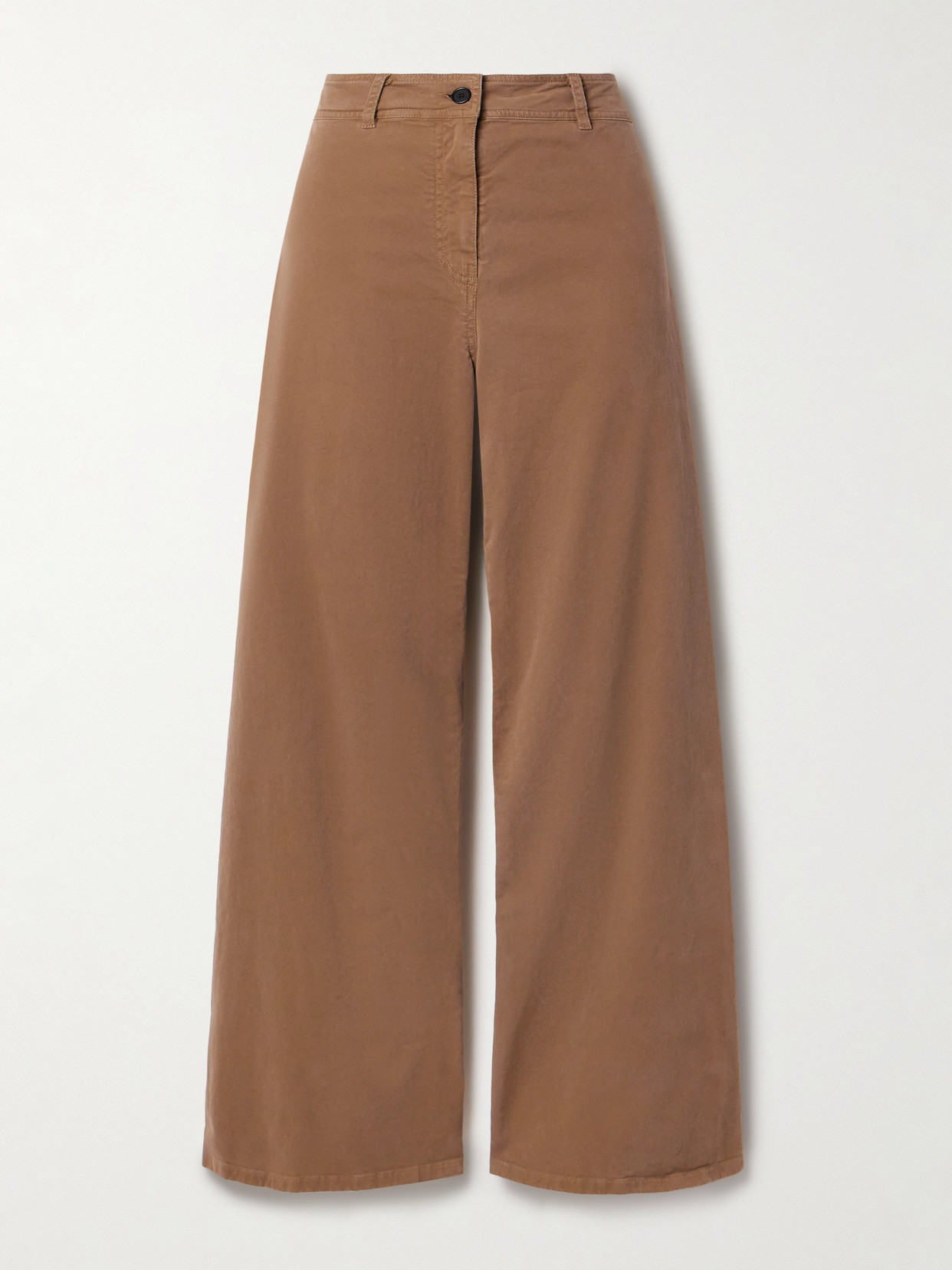 Nili Lotan - Megan Cotton-blend Twill Wide-leg Pants - Brown