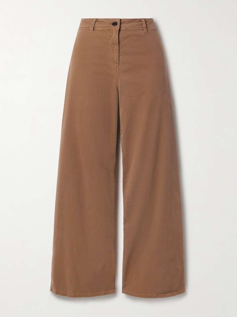 Nili Lotan Megan Cotton-blend Twill Wide-leg Pants