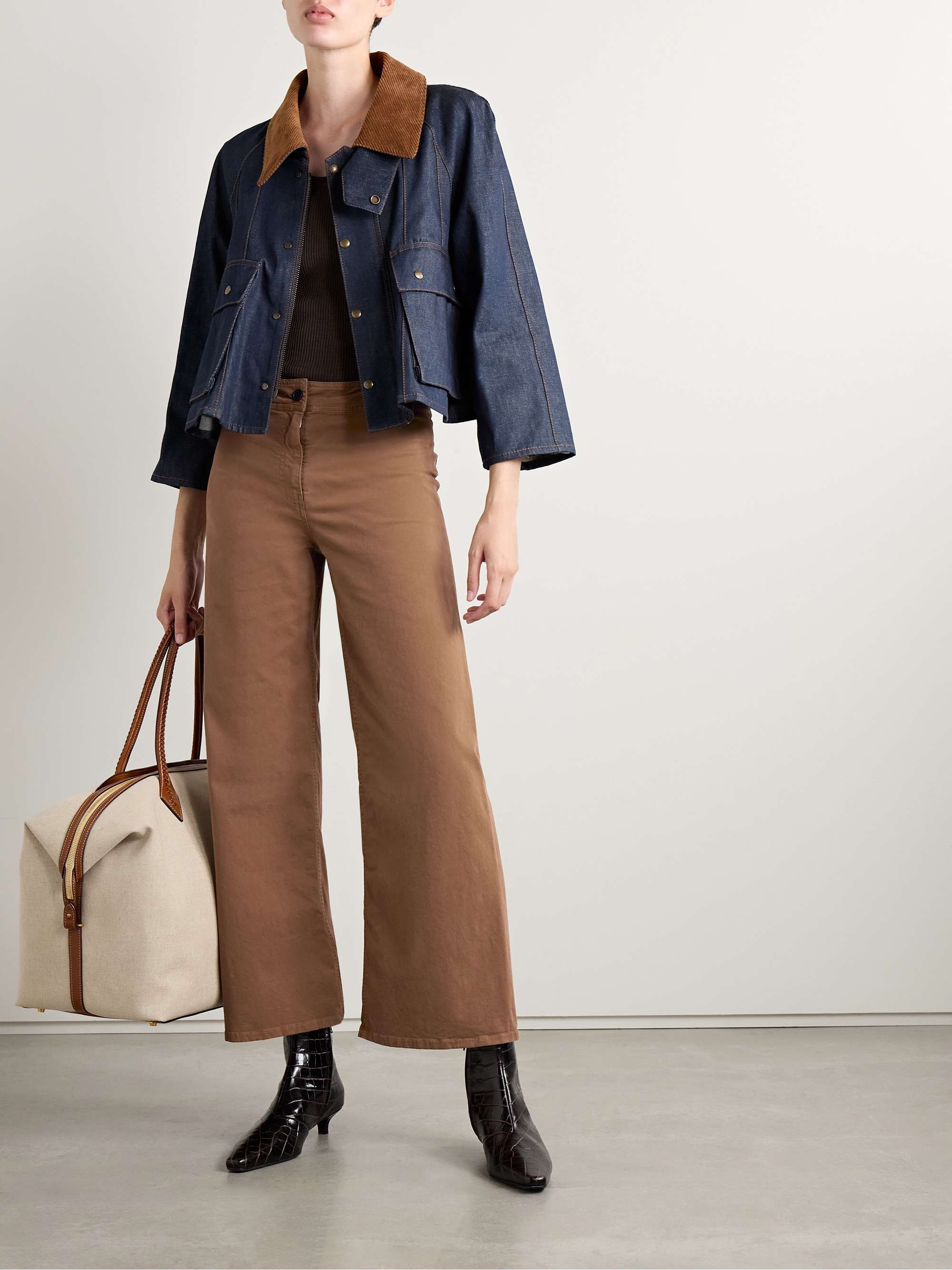 NILI LOTAN Megan cotton-blend twill wide-leg pants