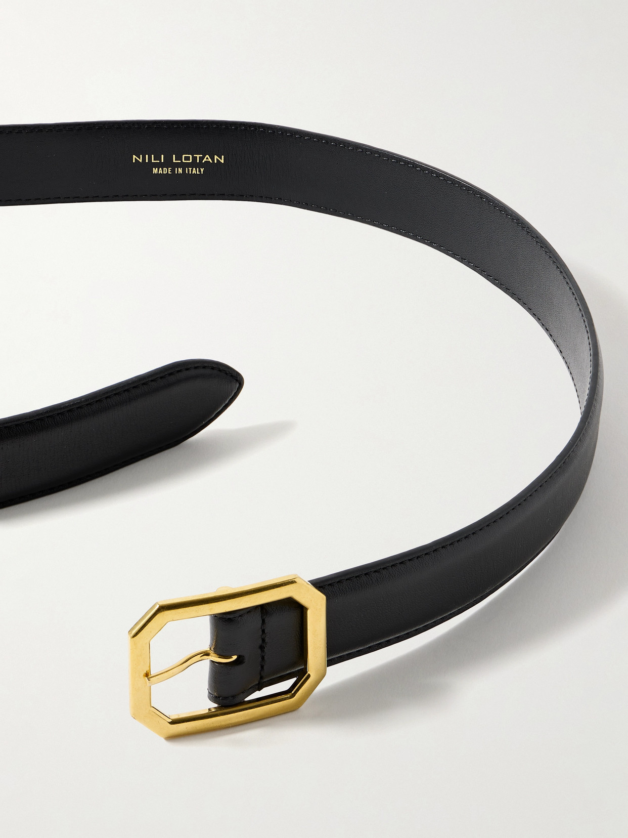 Shop Nili Lotan Anais Leather Belt In Black