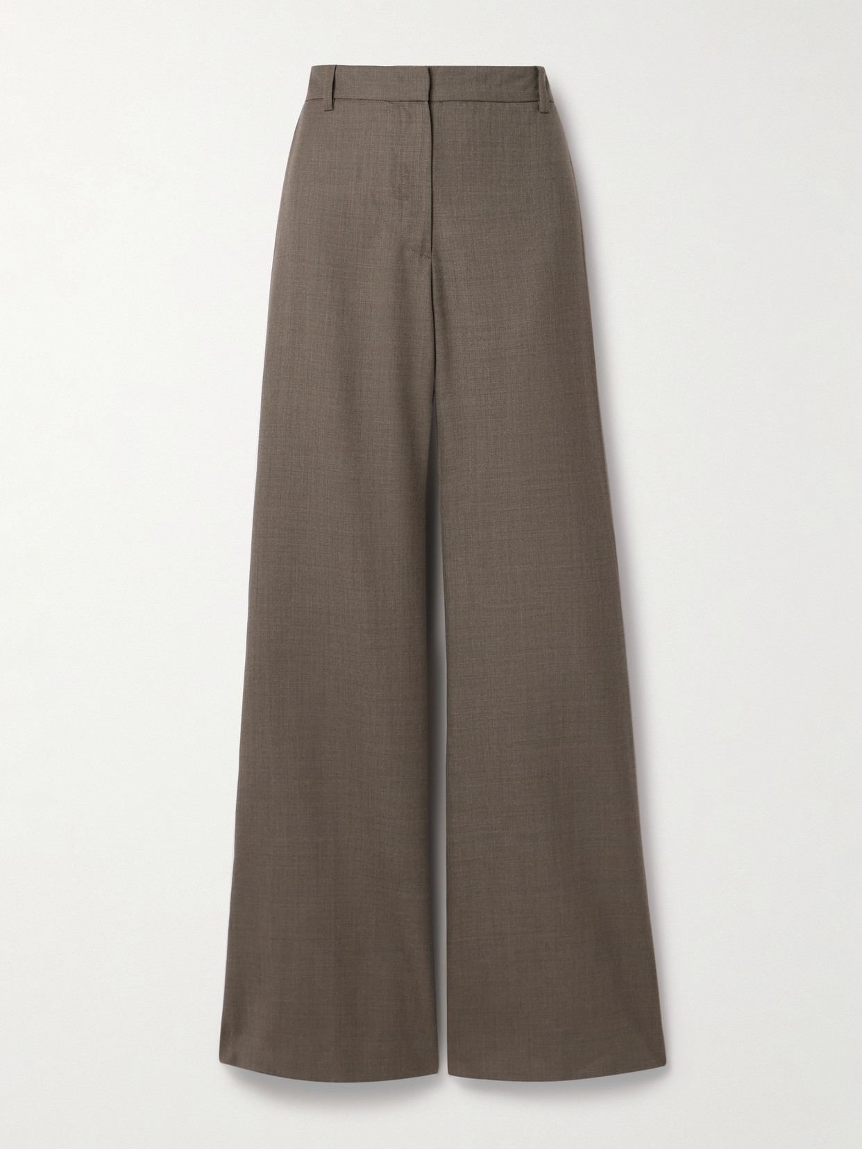 Nili Lotan Effy Wool-twill Wide-leg Pants In Brown