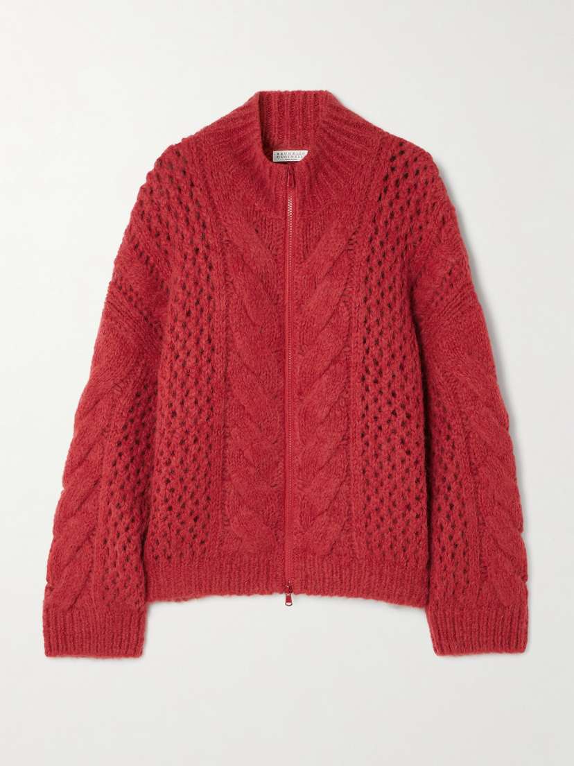 Brunello Cucinelli Open And Cable-knit Alpaca-blend Cardigan
