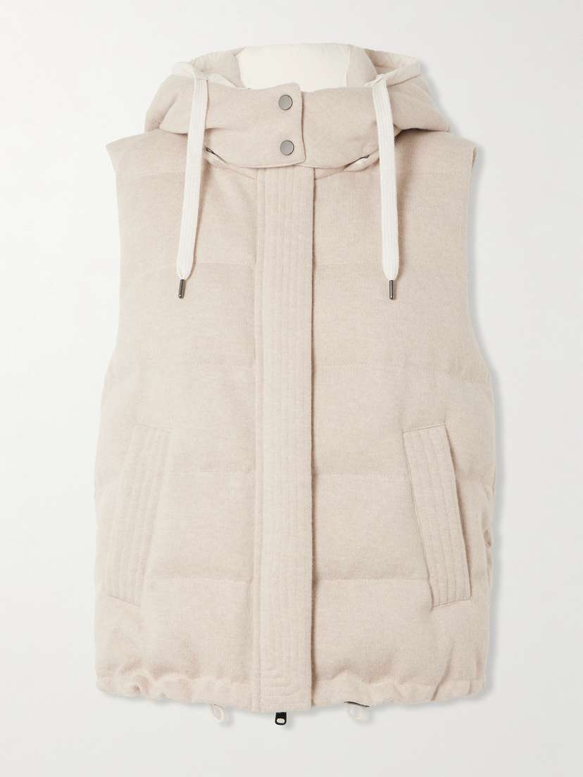 Brunello Cucinelli Reversible Hooded Quilted Cashmere And Shell Vest