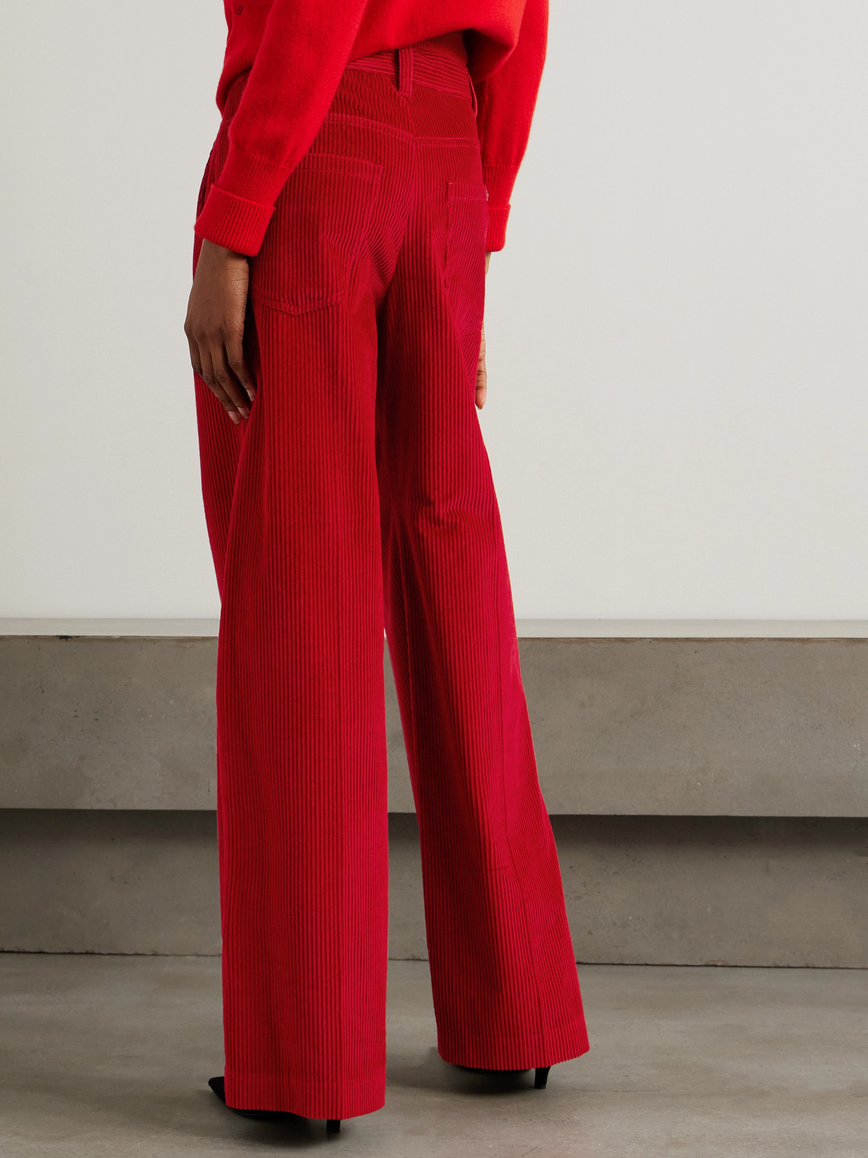Brunello Cucinelli Cotton-corduroy Wide-leg Pants In Red