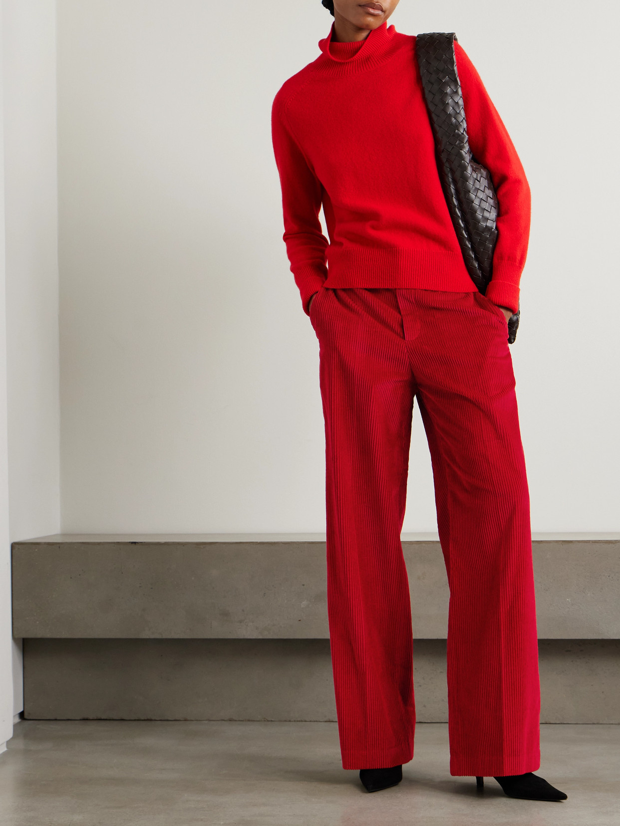 Brunello Cucinelli Cotton-corduroy Wide-leg Pants In Red