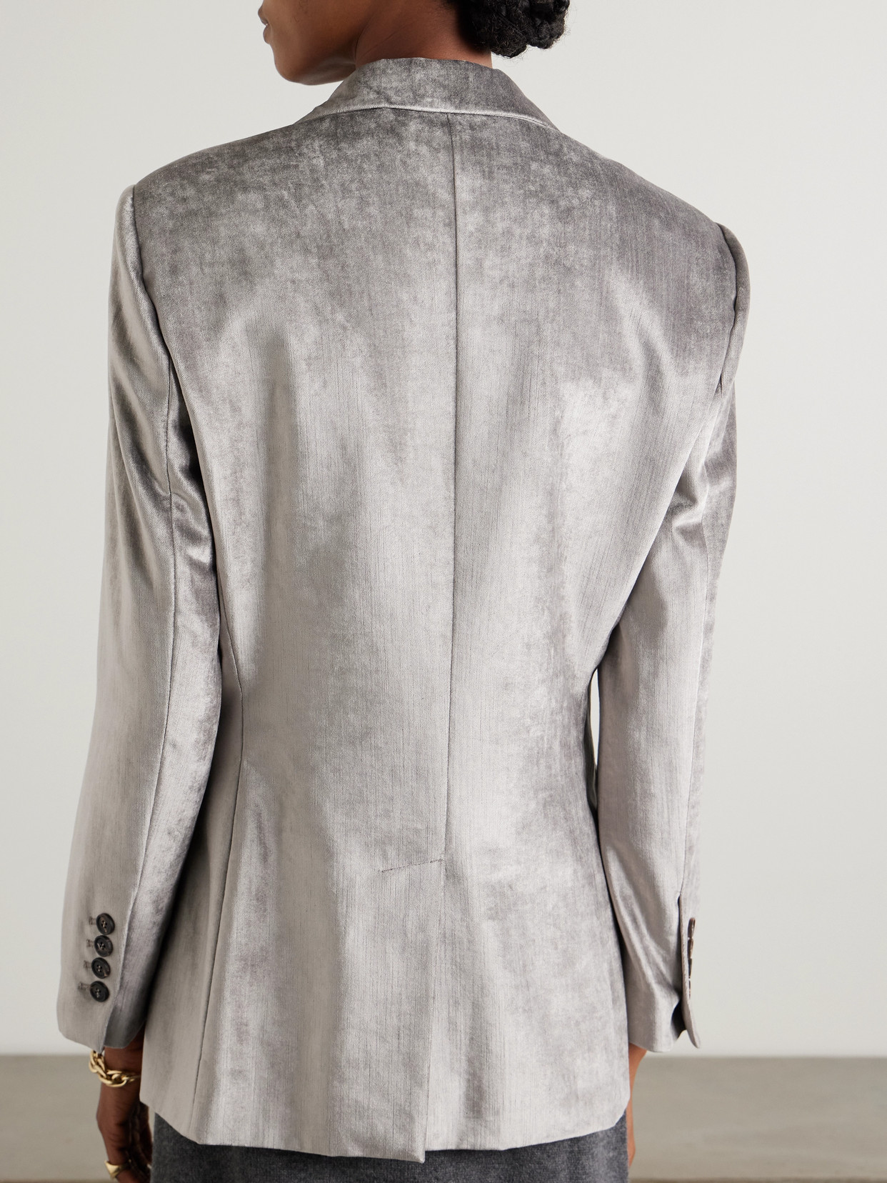 Brunello Cucinelli Cotton-blend Velvet Blazer In Silver