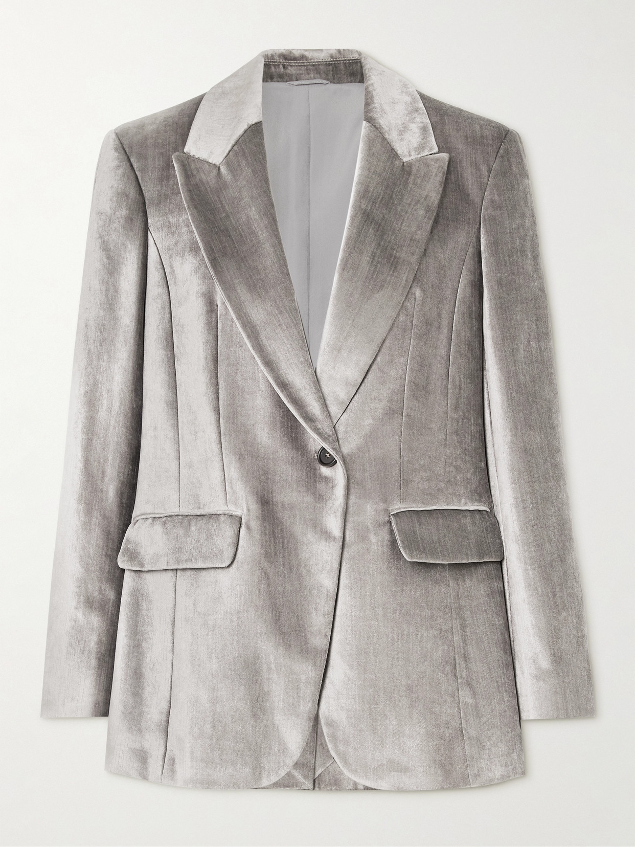 Brunello Cucinelli Cotton-blend Velvet Blazer In Silver