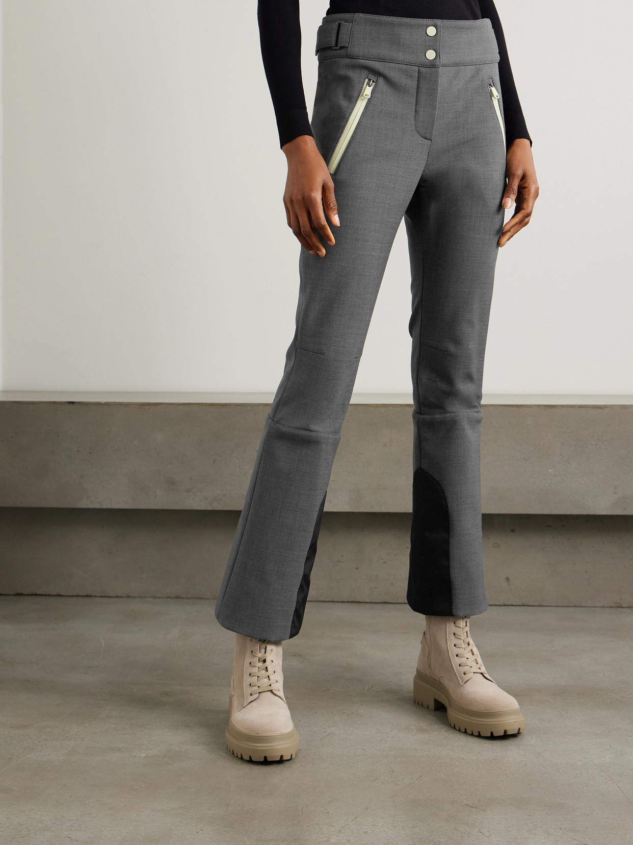 Brunello Cucinelli Wool-blend Flared Ski Pants In Gray