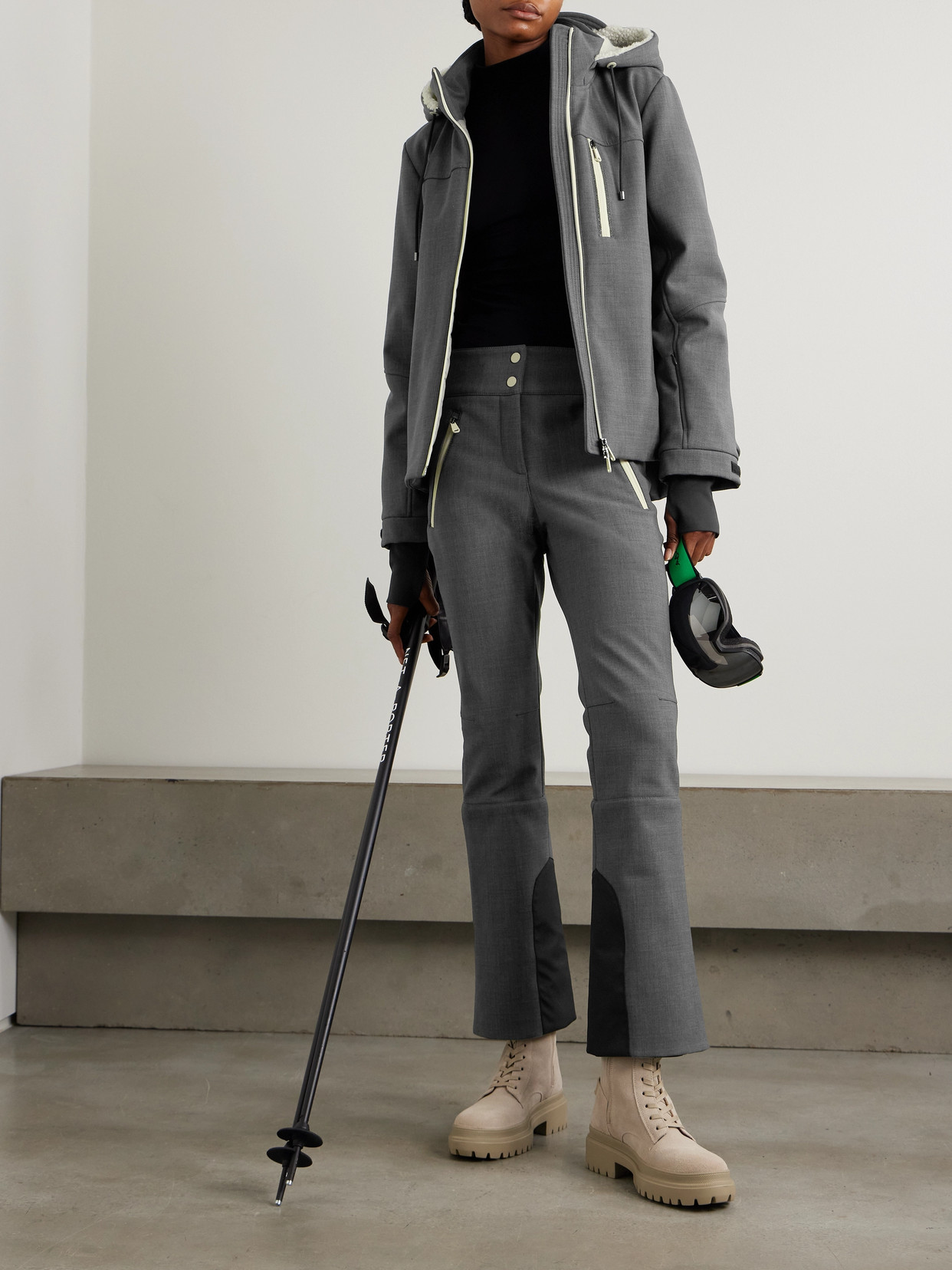 Brunello Cucinelli Wool-blend Flared Ski Pants In Gray