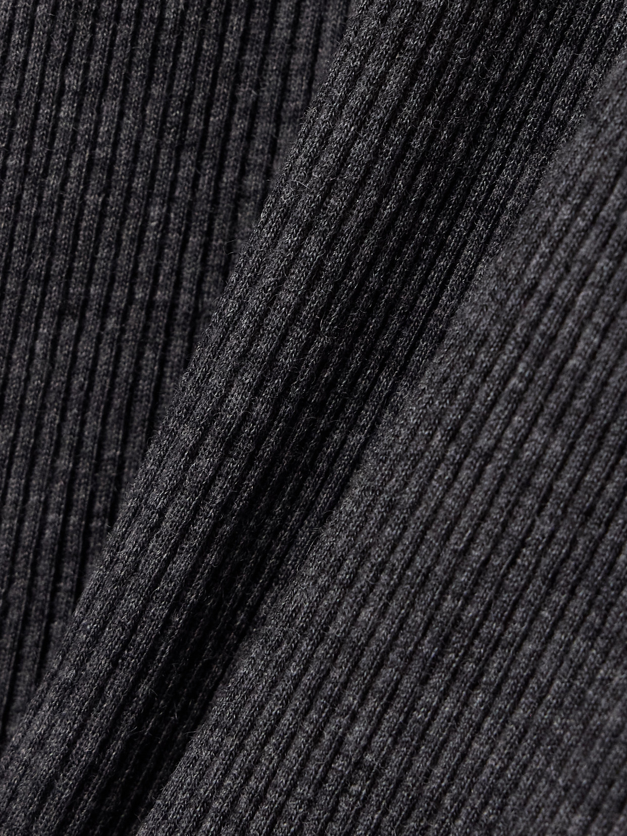 Brunello Cucinelli Bead-embellished Ribbed Wool Turtleneck Top In Gray