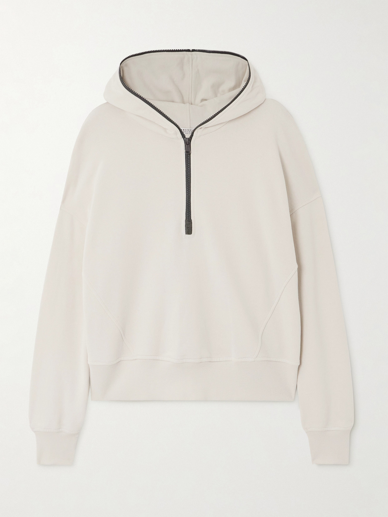 Brunello Cucinelli Bead-embellished Cotton-jersey Hoodie In White