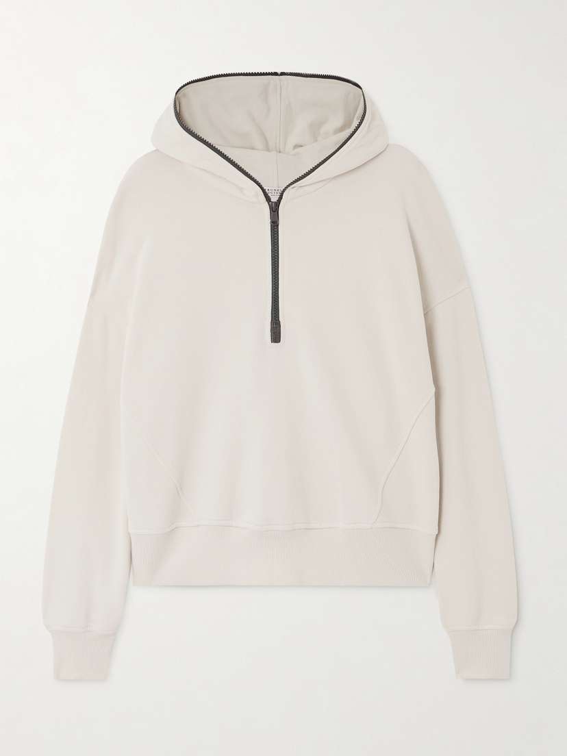 Brunello Cucinelli Bead-embellished Cotton-jersey Hoodie