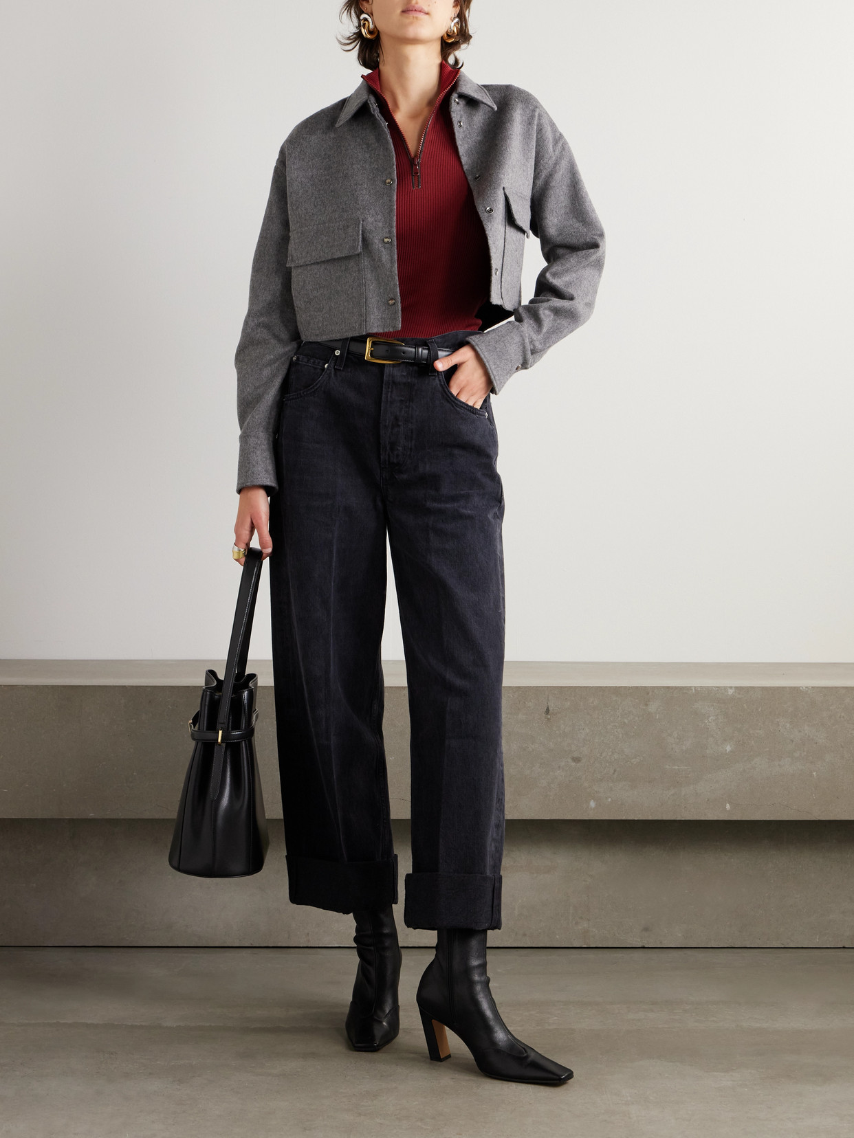 Brunello Cucinelli Ribbed Wool Jersey Turtleneck T-shirt With Precious Half Zip In Red