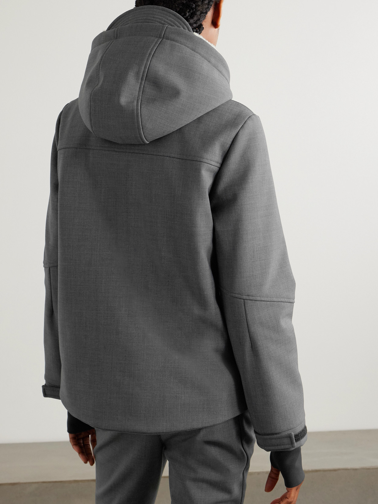 Brunello Cucinelli Shearling-trimmed Wool-blend Jacket In Gray