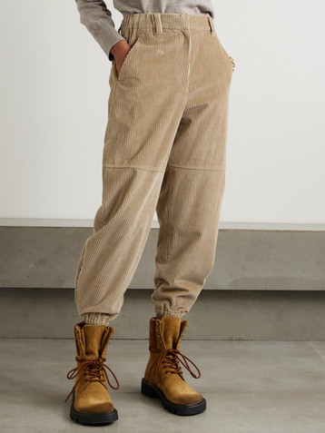 Brunello Cucinelli Zip-embellished cotton-corduroy tapered cargo pants