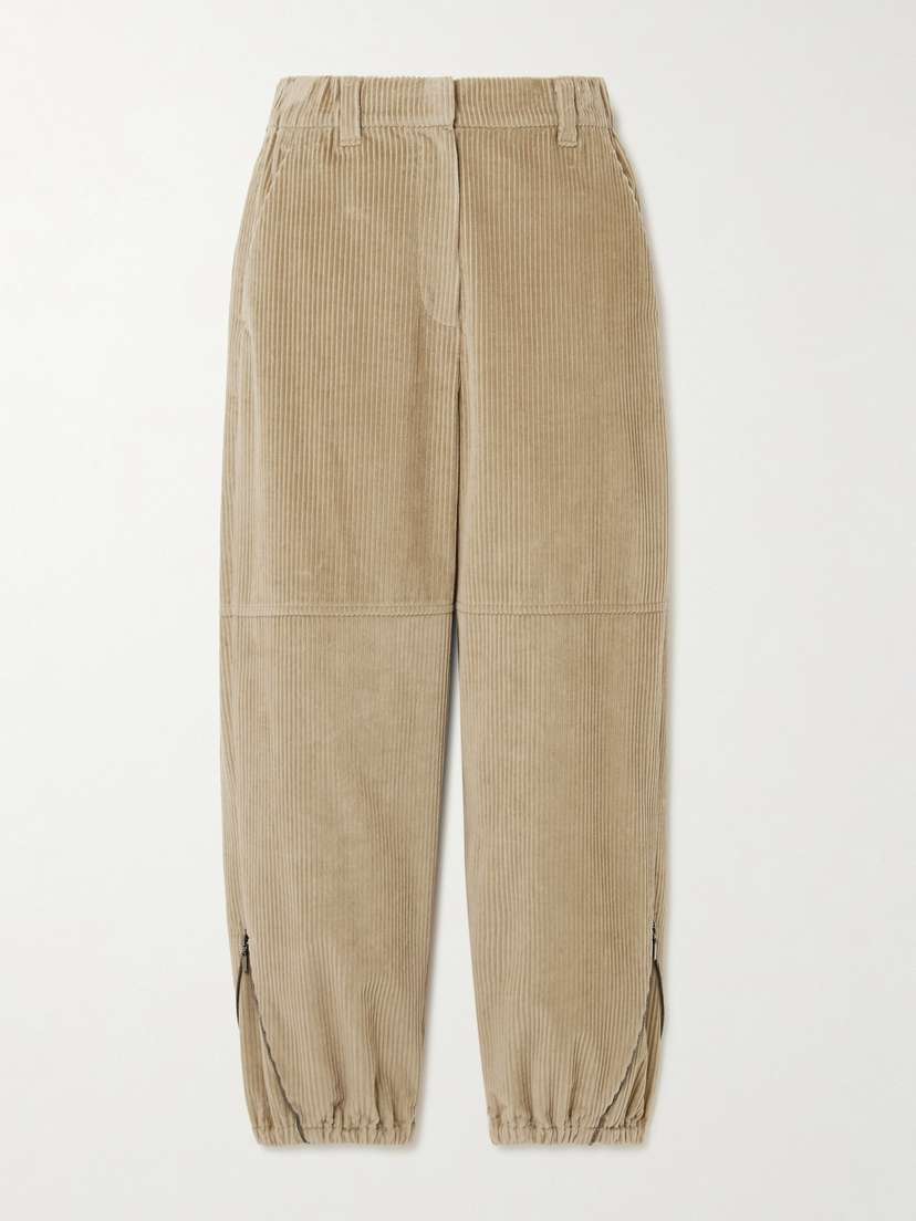 Brunello Cucinelli Zip-embellished Cotton-corduroy Tapered Cargo Pants